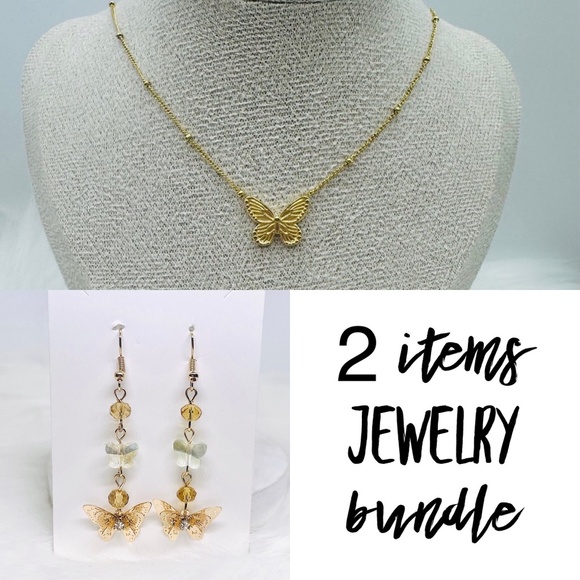 The Butterfly Goldie Necklace and Earring Set - Picture 1 of 7